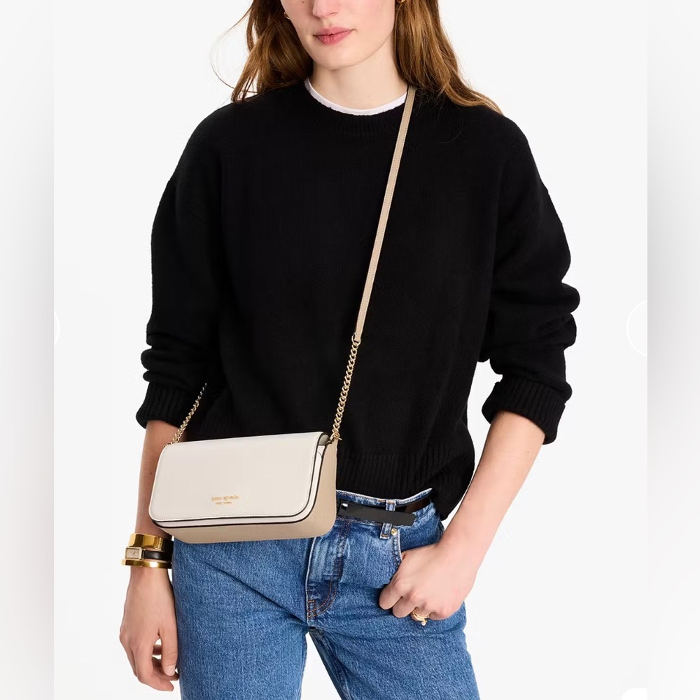 Kate Spade Devin Colorblocked Flap Chain Wallet Timeless Taupe Multi - Picture 13 of 16